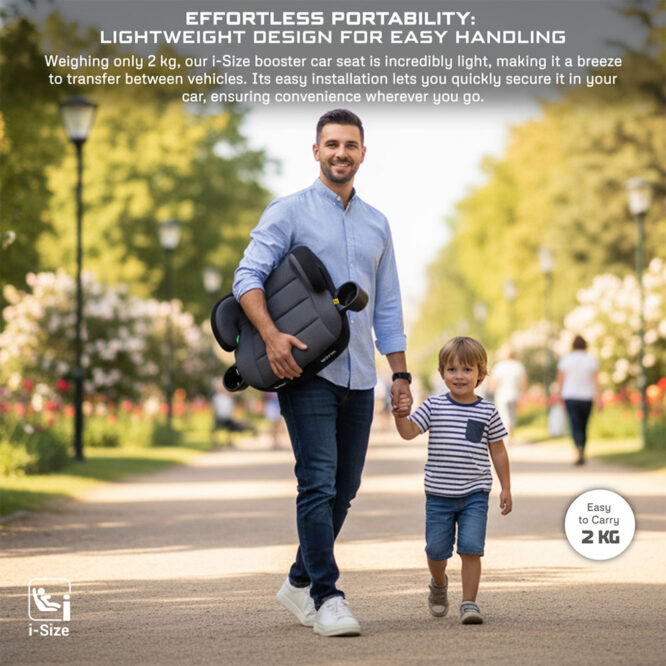 Neobreez i-FIRA i-Size Car Seat Booster (6-12Yrs) Max 36kg - Dark Gray/Black