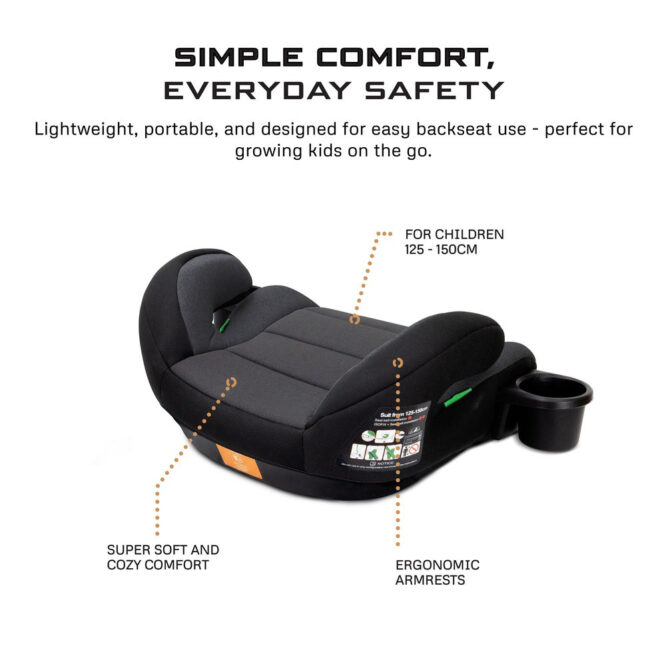 Neobreez i-FIRA i-Size Car Seat Booster (6-12Yrs) Max 36kg - Dark Gray/Black