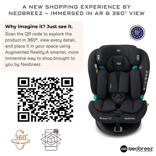 Neobreez i-GAURDIA 360° i-Size Car Seat (0-12Yrs) Max 36kg - Black