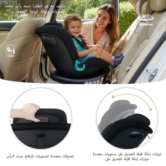 Neobreez i-GAURDIA 360° i-Size Car Seat (0-12Yrs) Max 36kg - Black
