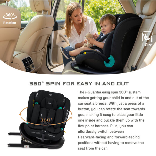 Neobreez i-GAURDIA 360° i-Size Car Seat (0-12Yrs) Max 36kg - Black