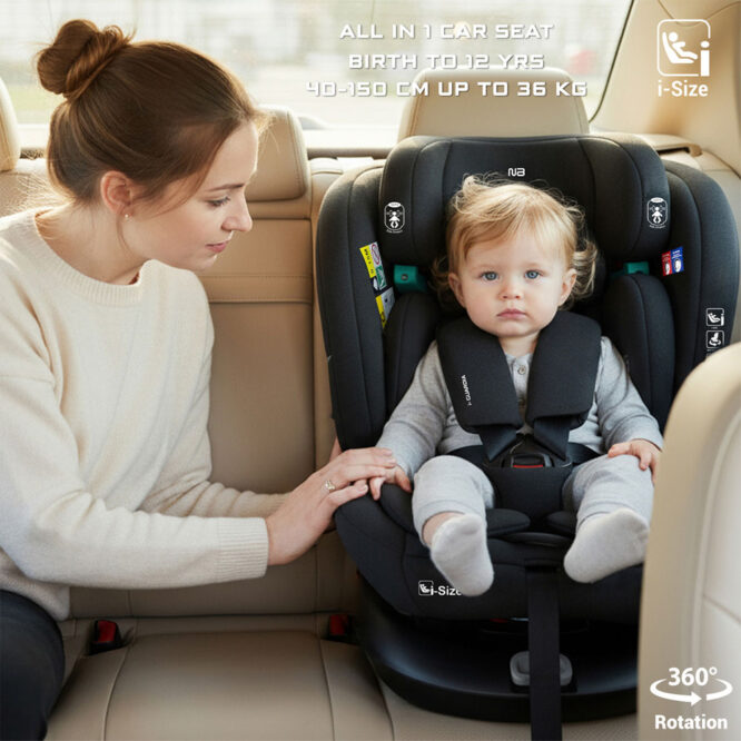 Neobreez i-GAURDIA 360° i-Size Car Seat (0-12Yrs) Max 36kg - Black