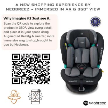Neobreez i-GAURDIA 360° i-Size Car Seat (0-12Yrs) Max 36kg - Black/Gray