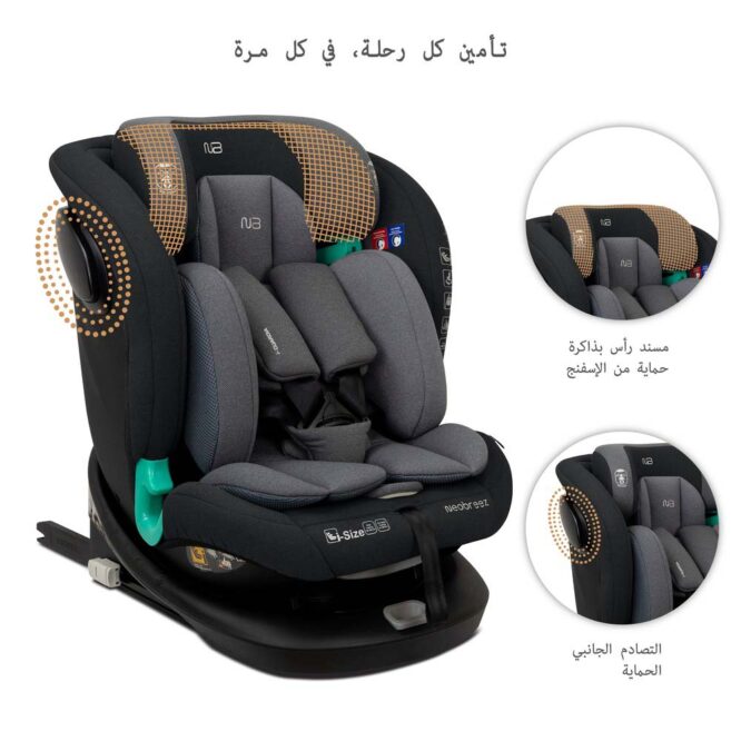 Neobreez i-GAURDIA 360° i-Size Car Seat (0-12Yrs) Max 36kg - Black/Gray