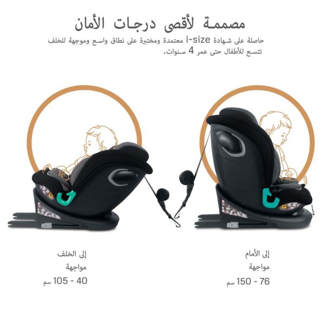 Neobreez i-GAURDIA 360° i-Size Car Seat (0-12Yrs) Max 36kg - Black/Gray