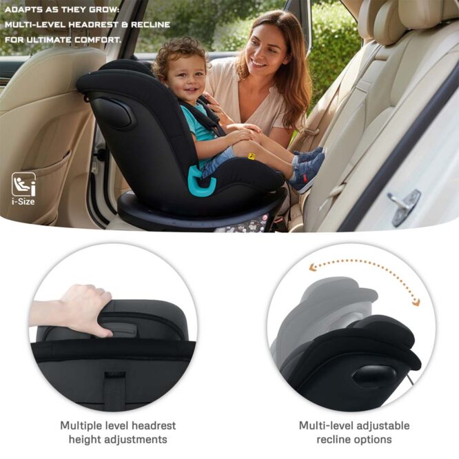Neobreez i-GAURDIA 360° i-Size Car Seat (0-12Yrs) Max 36kg - Black/Gray