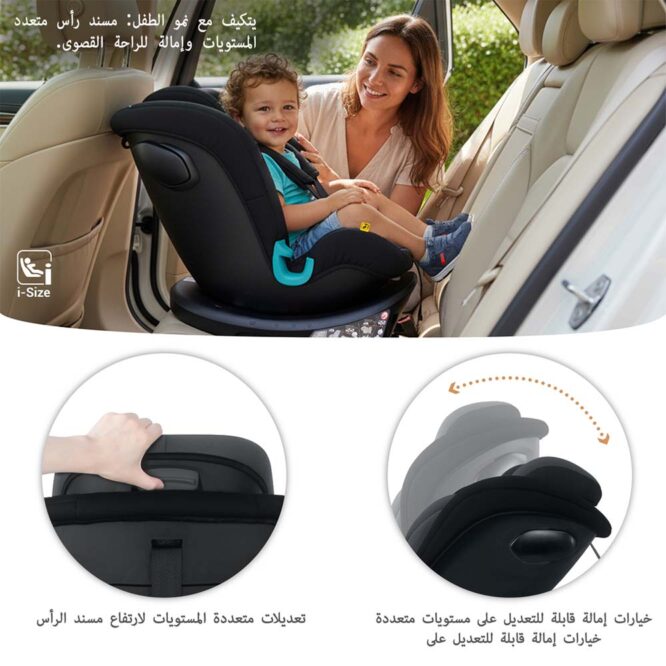 Neobreez i-GAURDIA 360° i-Size Car Seat (0-12Yrs) Max 36kg - Black/Gray