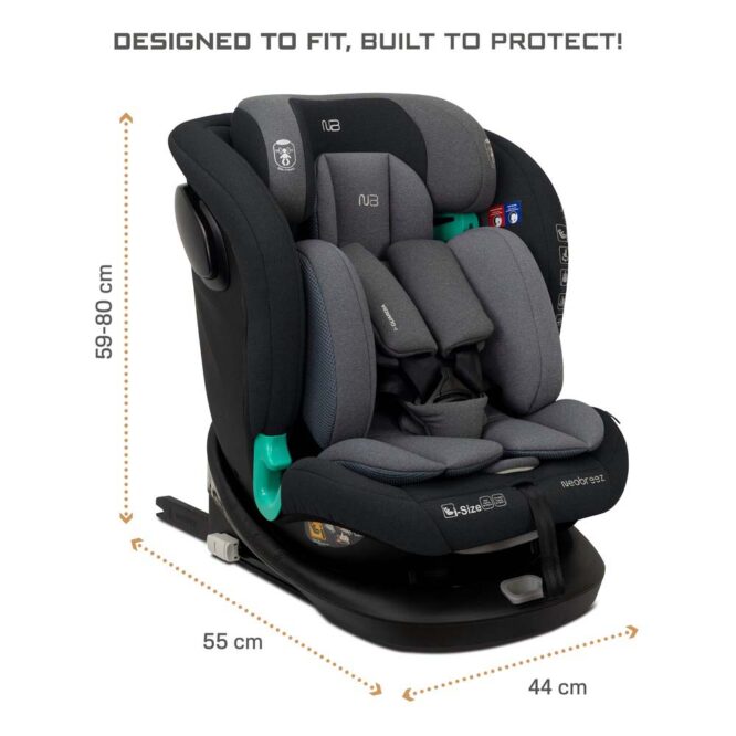 Neobreez i-GAURDIA 360° i-Size Car Seat (0-12Yrs) Max 36kg - Black/Gray