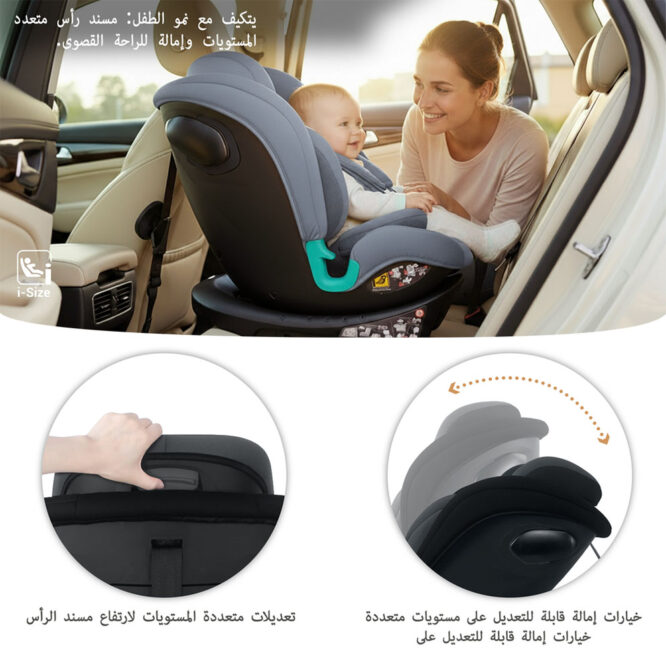 Neobreez i-GAURDIA 360° i-Size Car Seat (0-12Yrs) Max 36kg - Gray