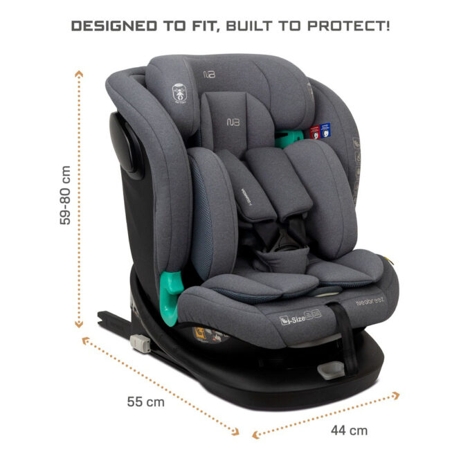 Neobreez i-GAURDIA 360° i-Size Car Seat (0-12Yrs) Max 36kg - Gray