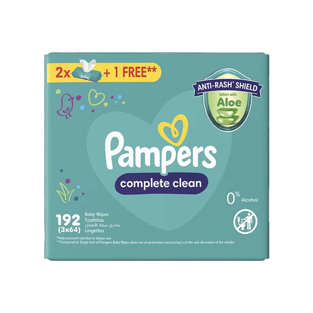 Pampers Baby Wipes with Aloe Vera - (3×64) 192 Wipes Pack