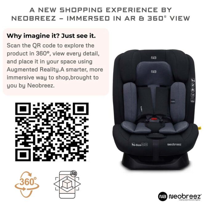 Neobreez i-Hepta i-Size Car Seat (0-12Yrs) Max 36kg - Black/Gray