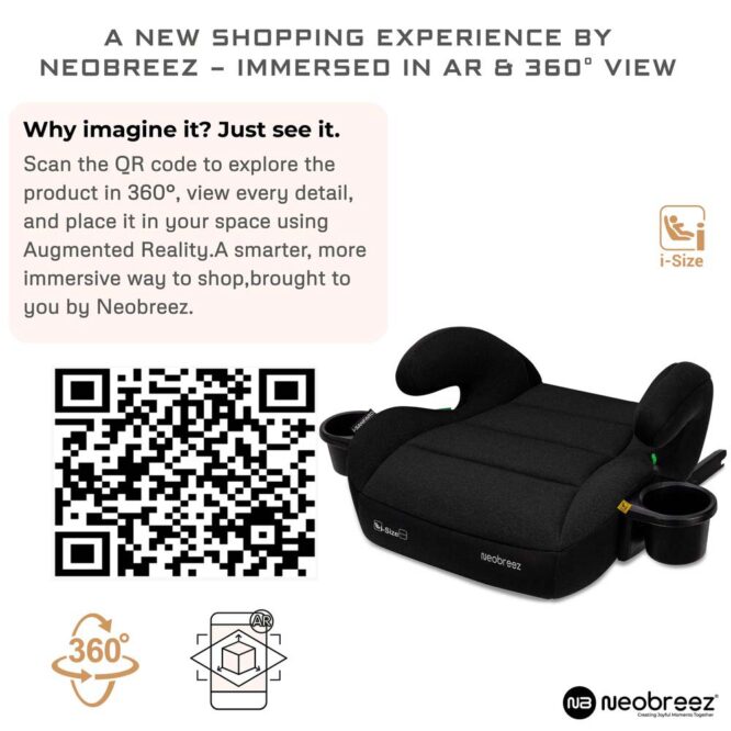 Neobreez i-Sanfaro i-Size Car Seat Booster (6-12Yrs) Max 36kg - Black