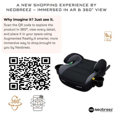 Neobreez i-Sanfaro i-Size Car Seat Booster (6-12Yrs) Max 36kg - Black/Dark Gray
