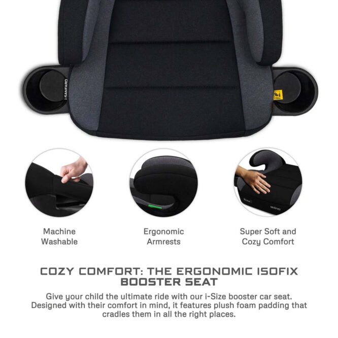 Neobreez i-Sanfaro i-Size Car Seat Booster (6-12Yrs) Max 36kg - Black/Dark Gray