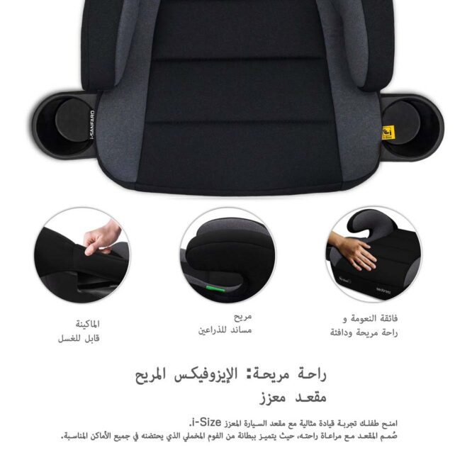 Neobreez i-Sanfaro i-Size Car Seat Booster (6-12Yrs) Max 36kg - Black/Dark Gray