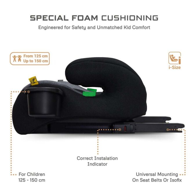 Neobreez i-Sanfaro i-Size Car Seat Booster (6-12Yrs) Max 36kg - Black/Dark Gray
