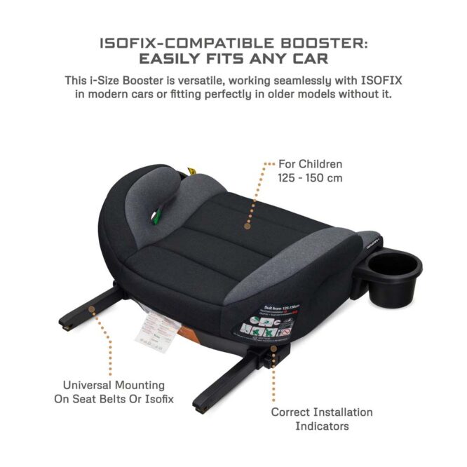 Neobreez i-Sanfaro i-Size Car Seat Booster (6-12Yrs) Max 36kg - Black/Dark Gray
