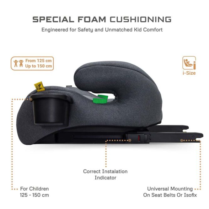 Neobreez i-Sanfaro i-Size Car Seat Booster (6-12Yrs) Max 36kg - Dark Gray