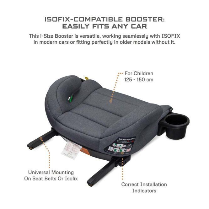 Neobreez i-Sanfaro i-Size Car Seat Booster (6-12Yrs) Max 36kg - Dark Gray