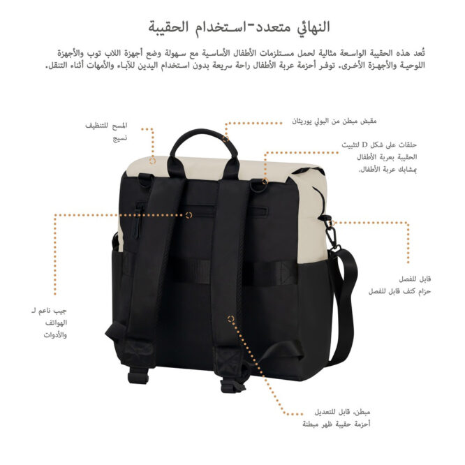 Neobreez Nixe Diaper Bag - Beige/Black