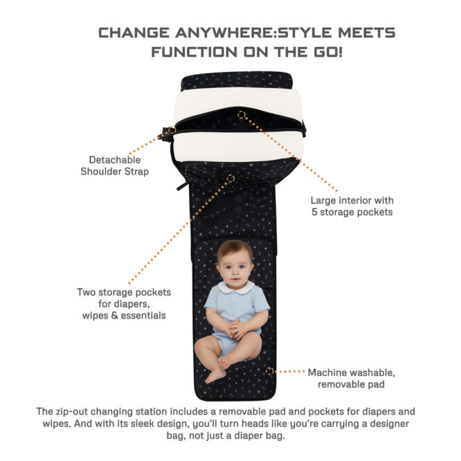 Neobreez Nixe Diaper Bag - Beige/Black