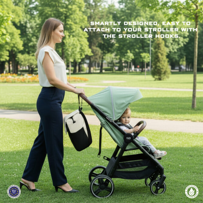 Neobreez Nixe Diaper Bag - Beige/Black