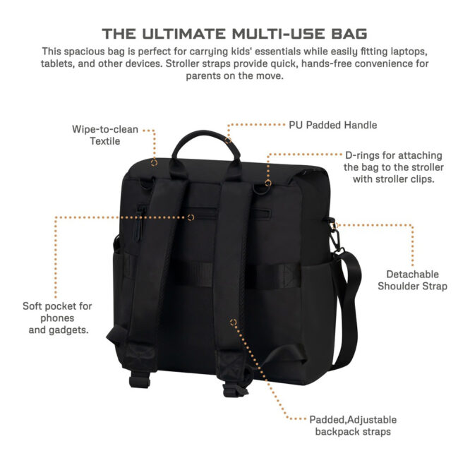 Neobreez Nixe Diaper Bag - Black