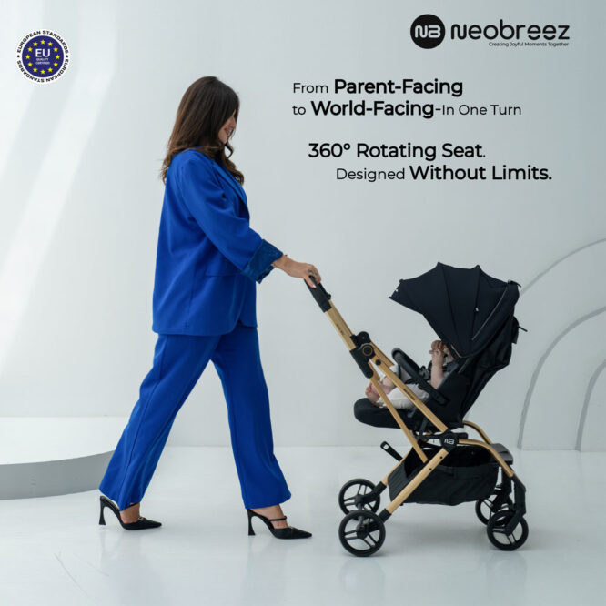 Neobreez Octa 360 Stroller (0-4Yrs) Max 22kg - Black