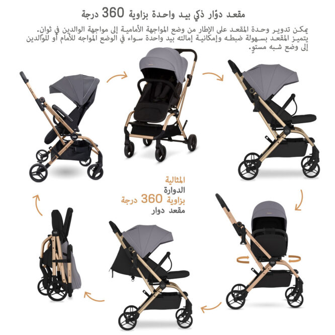 Neobreez Octa 360 Stroller (0-4Yrs) Max 22kg - Medium Gray