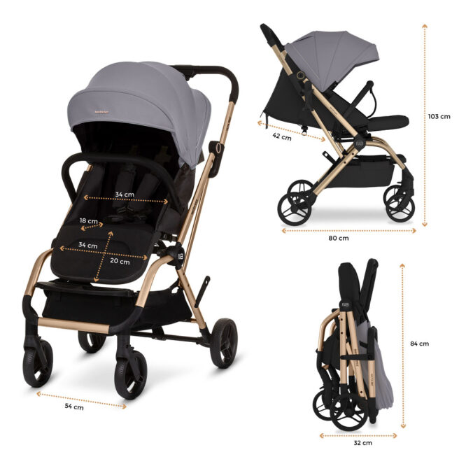 Neobreez Octa 360 Stroller (0-4Yrs) Max 22kg - Medium Gray