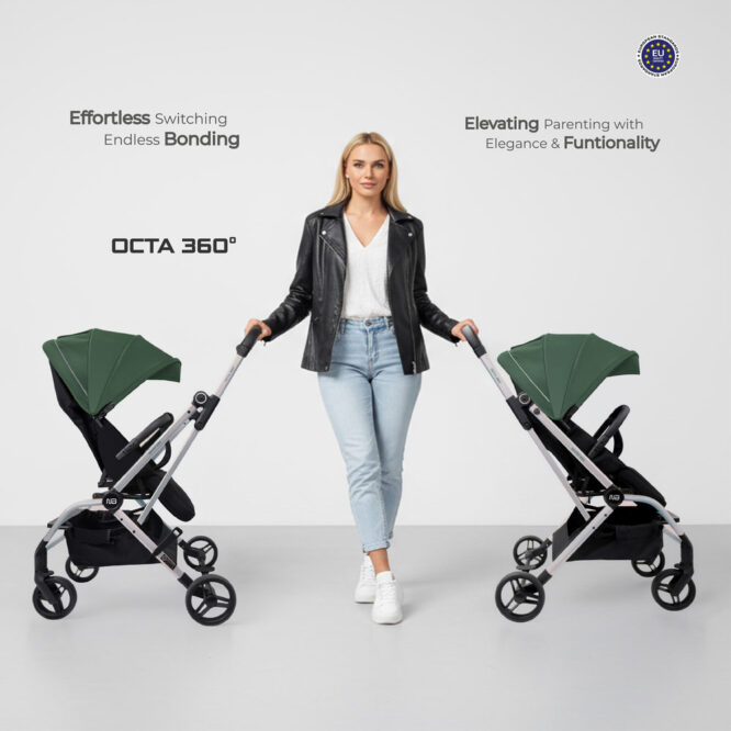 Neobreez Octa 360 Stroller (0-4Yrs) Max 22kg - Olive Green/Black