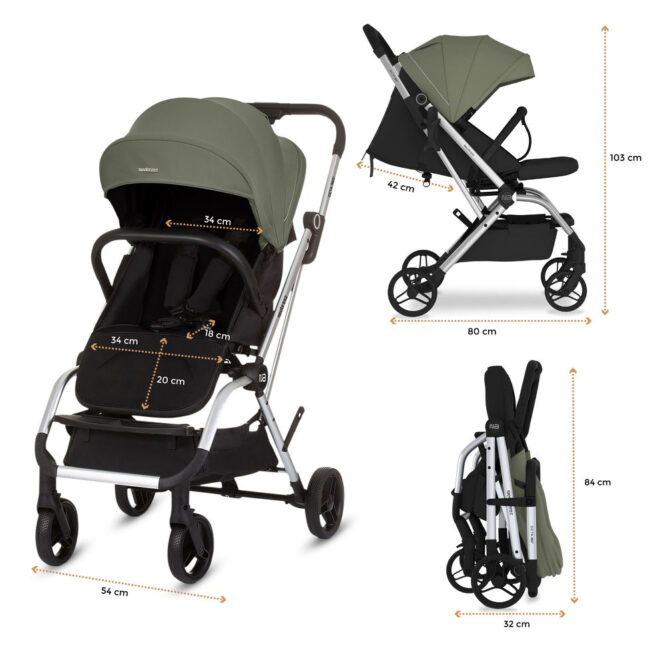 Neobreez Octa 360 Stroller (0-4Yrs) Max 22kg - Olive Green/Black