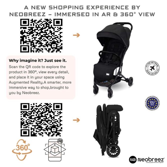Neobreez Litex Compact Stroller (0-3Yrs) Max 15kg - Black