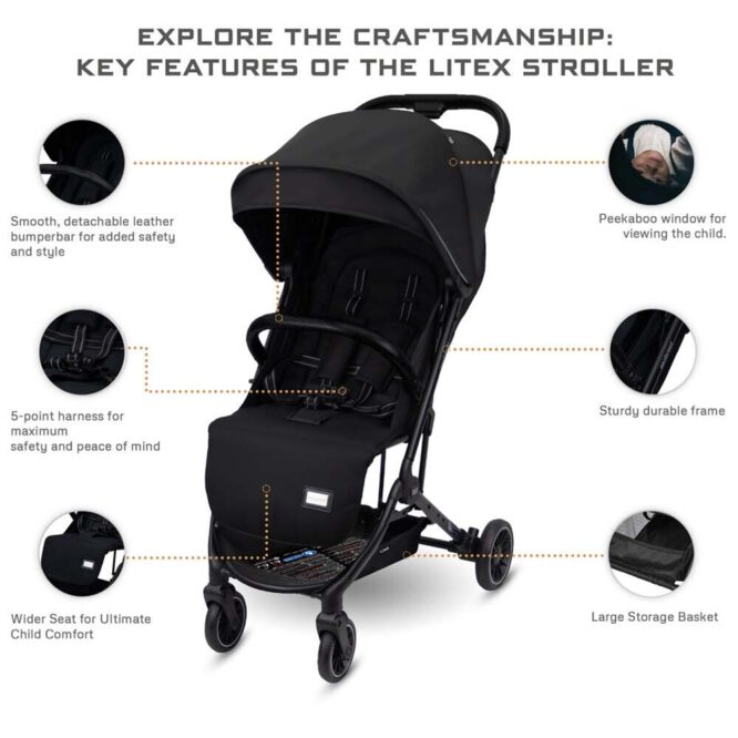 Neobreez Litex Compact Stroller (0-3Yrs) Max 15kg - Black