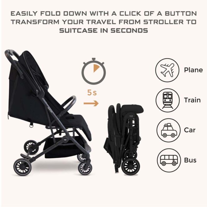 Neobreez Litex Compact Stroller (0-3Yrs) Max 15kg - Black