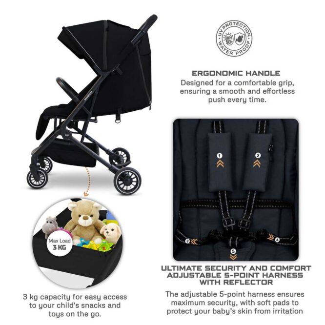 Neobreez Litex Compact Stroller (0-3Yrs) Max 15kg - Black