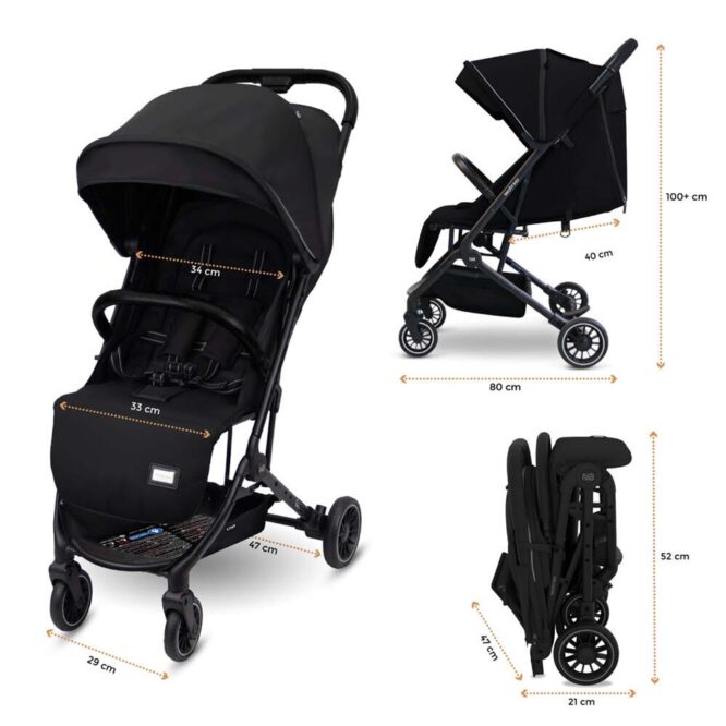 Neobreez Litex Compact Stroller (0-3Yrs) Max 15kg - Black