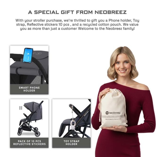 Neobreez Litex Compact Stroller (0-3Yrs) Max 15kg - Black Gray
