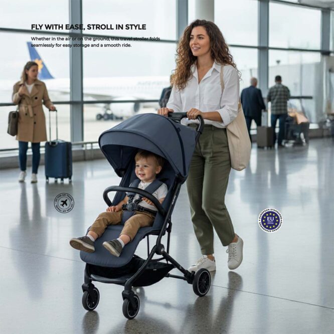 Neobreez Litex Compact Stroller (0-3Yrs) Max 15kg - Black Gray