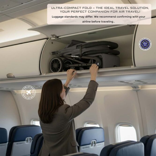 Neobreez Litex Compact Stroller (0-3Yrs) Max 15kg - Black Gray