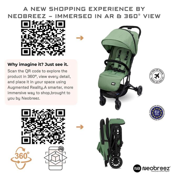 Neobreez Litex Compact Stroller (0-3Yrs) Max 15kg - Olive Green