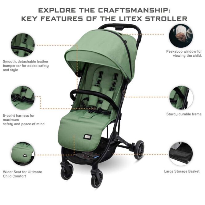 Neobreez Litex Compact Stroller (0-3Yrs) Max 15kg - Olive Green