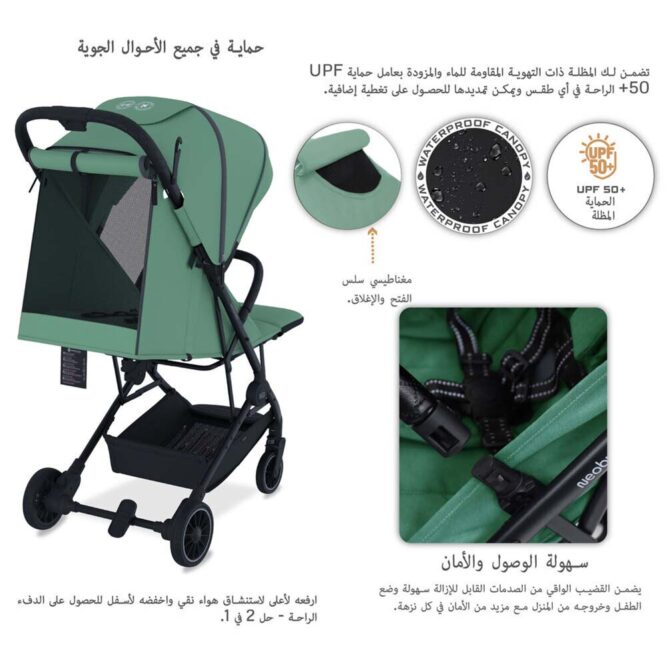 Neobreez Litex Compact Stroller (0-3Yrs) Max 15kg - Olive Green