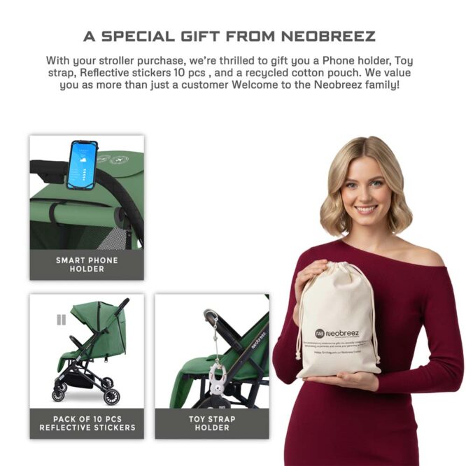 Neobreez Litex Compact Stroller (0-3Yrs) Max 15kg - Olive Green