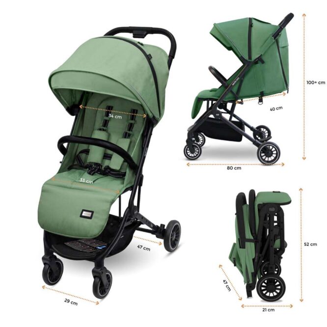 Neobreez Litex Compact Stroller (0-3Yrs) Max 15kg - Olive Green