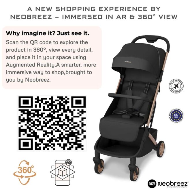 Neobreez Neolite Compact Stroller (0-4Yrs) Max 22kg - Black