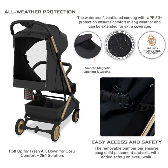Neobreez Neolite Compact Stroller (0-4Yrs) Max 22kg - Black