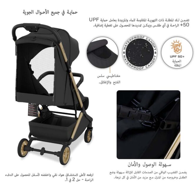 Neobreez Neolite Compact Stroller (0-4Yrs) Max 22kg - Black