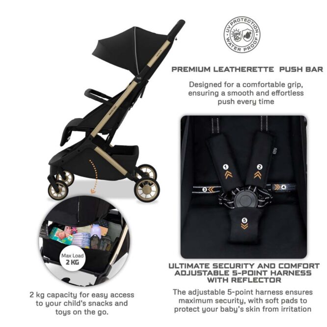 Neobreez Neolite Compact Stroller (0-4Yrs) Max 22kg - Black